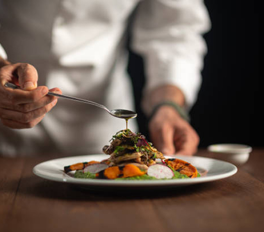Chef plating dish
